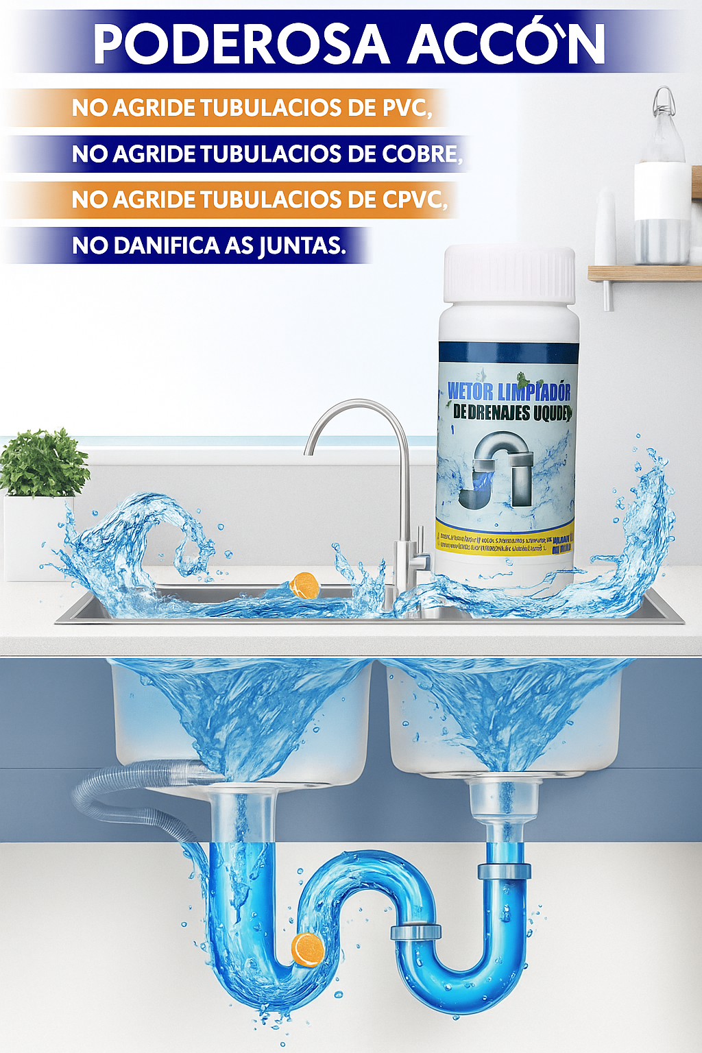 Wild Tornado – Destapador Potente para Piletas y Desagües