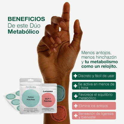 METABOLIC DÚO - DETOX PATCHES + PARCHES GLP1 - DESINFLAMA ACELERA TU METABOLISMO Y BAJA DE PESO -